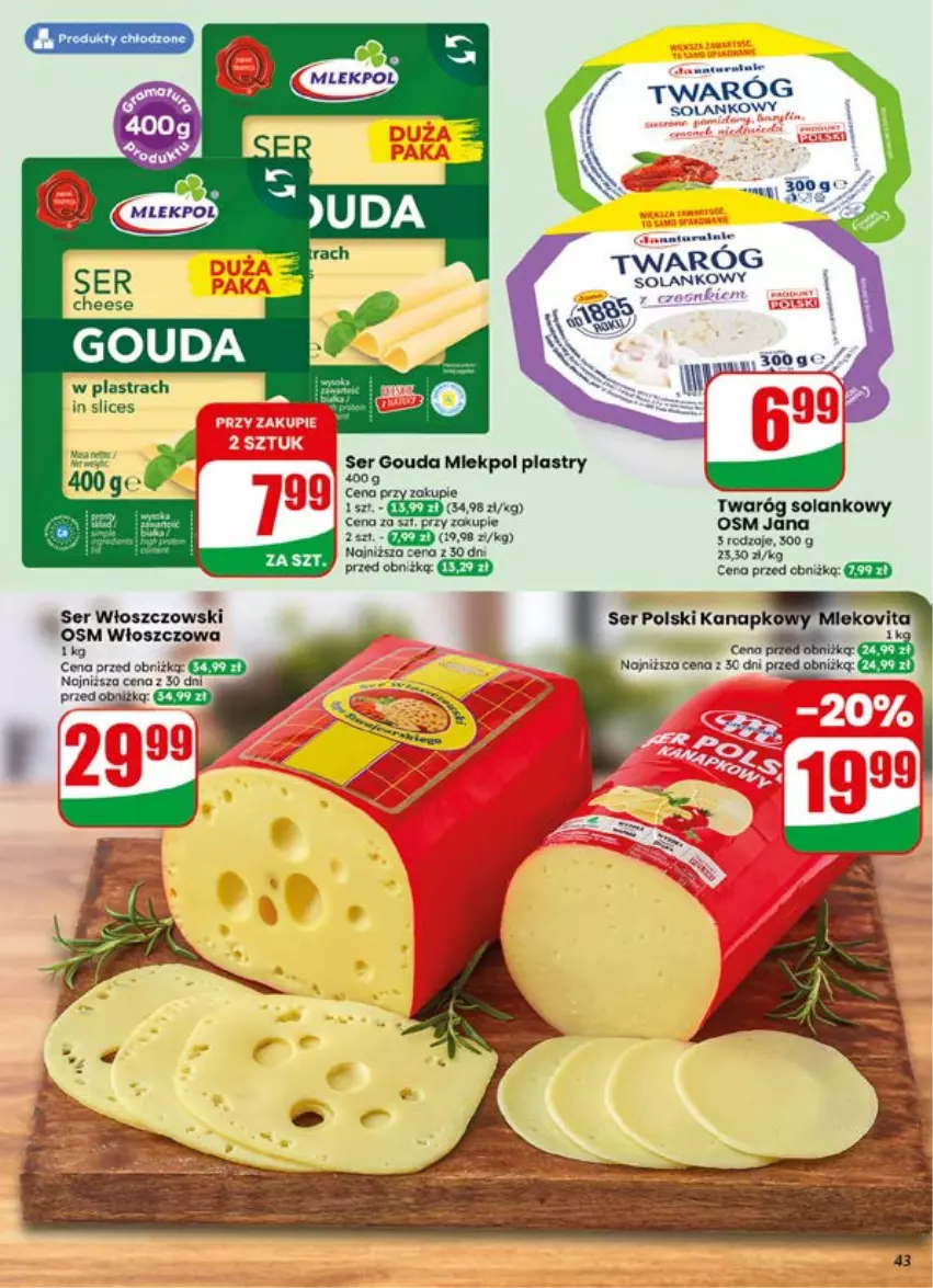 Gazetka promocyjna Dino - Gazetka 29 / 2026 - ważna 15.07 do 21.07.2026 - strona 43 - produkty: Gouda, Koc, Ser, Solan, Twaróg, Włoszczowski