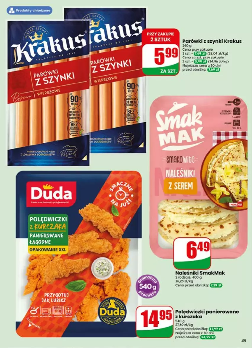 Gazetka promocyjna Dino - Gazetka 29 / 2026 - ważna 15.07 do 21.07.2026 - strona 45 - produkty: Koc, Krakus, Kurczak, Naleśniki, Parówki, Polędwiczki panierowane