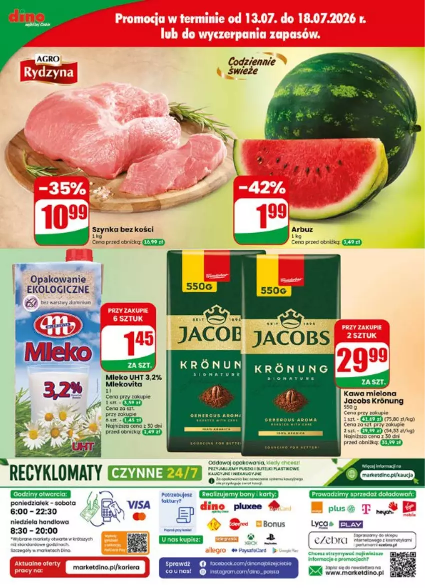 Gazetka promocyjna Dino - Gazetka 29 / 2026 - ważna 15.07 do 21.07.2026 - strona 76 - produkty: AEG, Fa, Jacobs, Kawa, Kawa mielona, Szynka