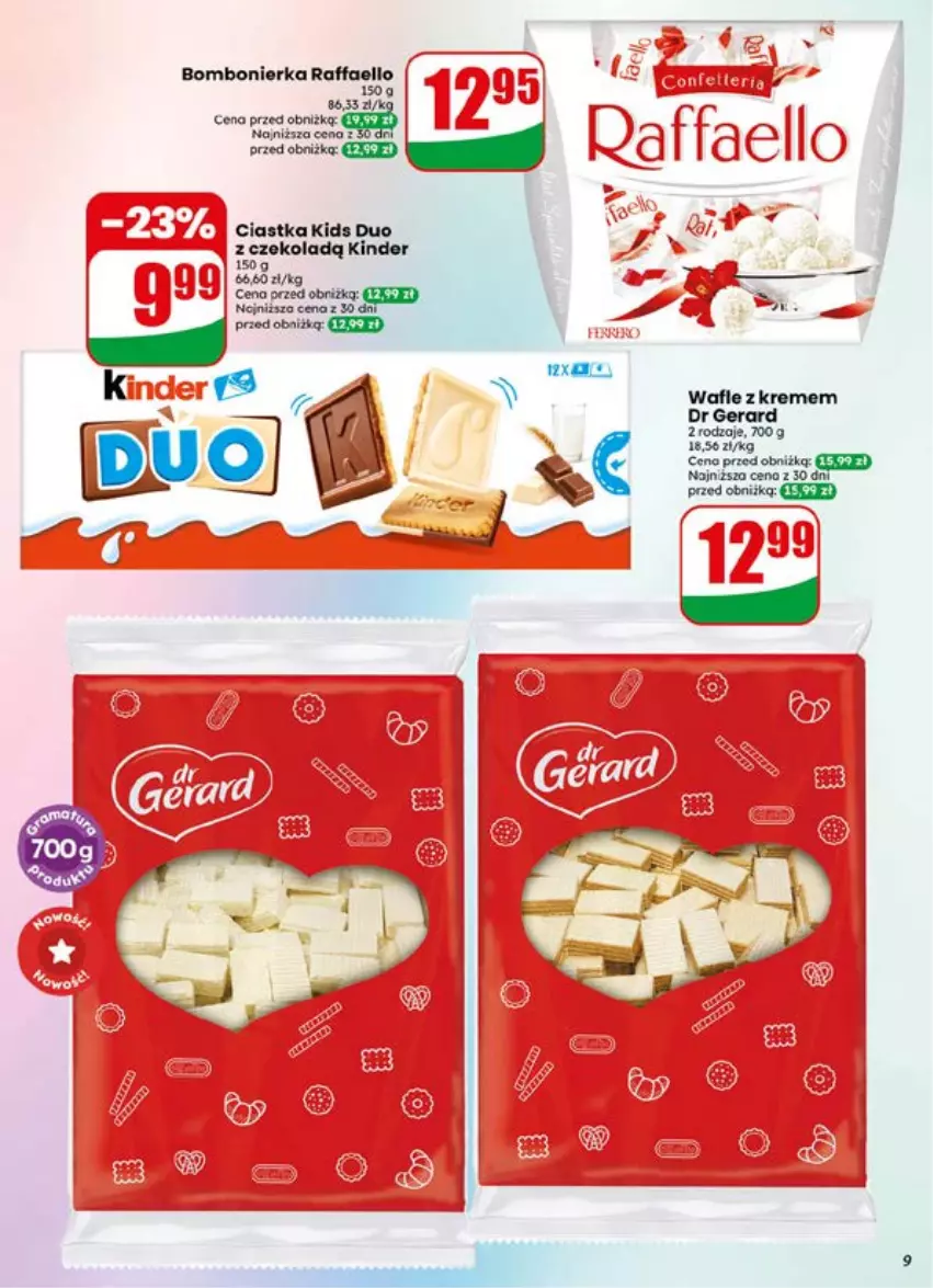 Gazetka promocyjna Dino - Gazetka 29 / 2026 - ważna 15.07 do 21.07.2026 - strona 9 - produkty: Ciastka, Dr Gerard, Fa, Kinder, Wafle