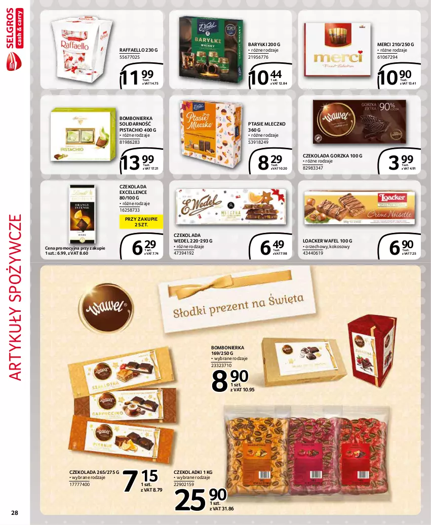 Gazetka promocyjna Selgros - Extra Oferta - ważna 01.12 do 31.12.2021 - strona 28 - produkty: Artykuły spożywcze, Baryłki, Czekolada, Czekolada gorzka, Fa, Kokos, Merci, Mleczko, Ptasie mleczko, Raffaello