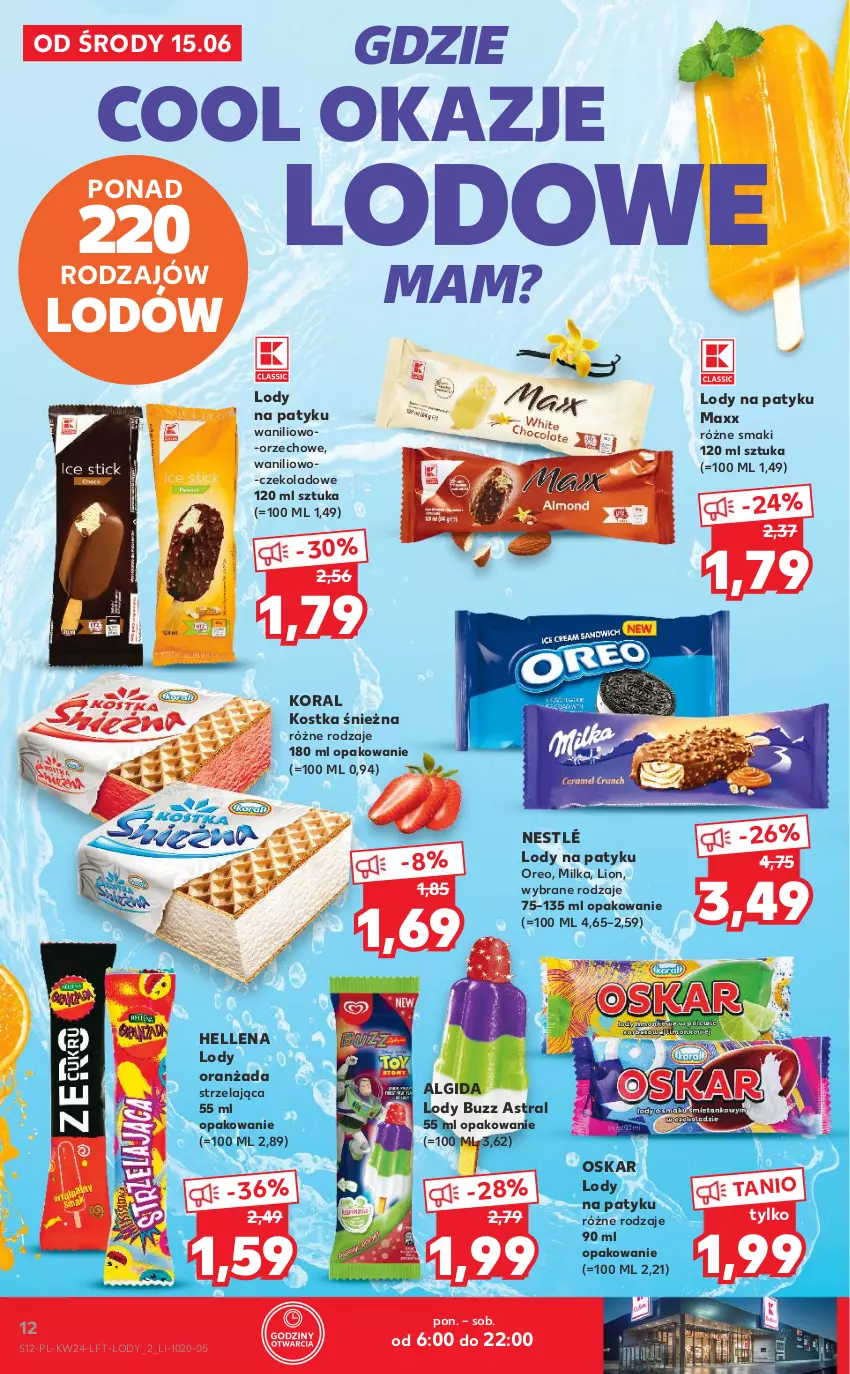 Gazetka promocyjna Kaufland - OFERTA TYGODNIA - ważna 15.06 do 22.06.2022 - strona 12 - produkty: Algida, Hellena, LG, Lion, Lody, Milka, Nestlé, Oranżada, Oreo