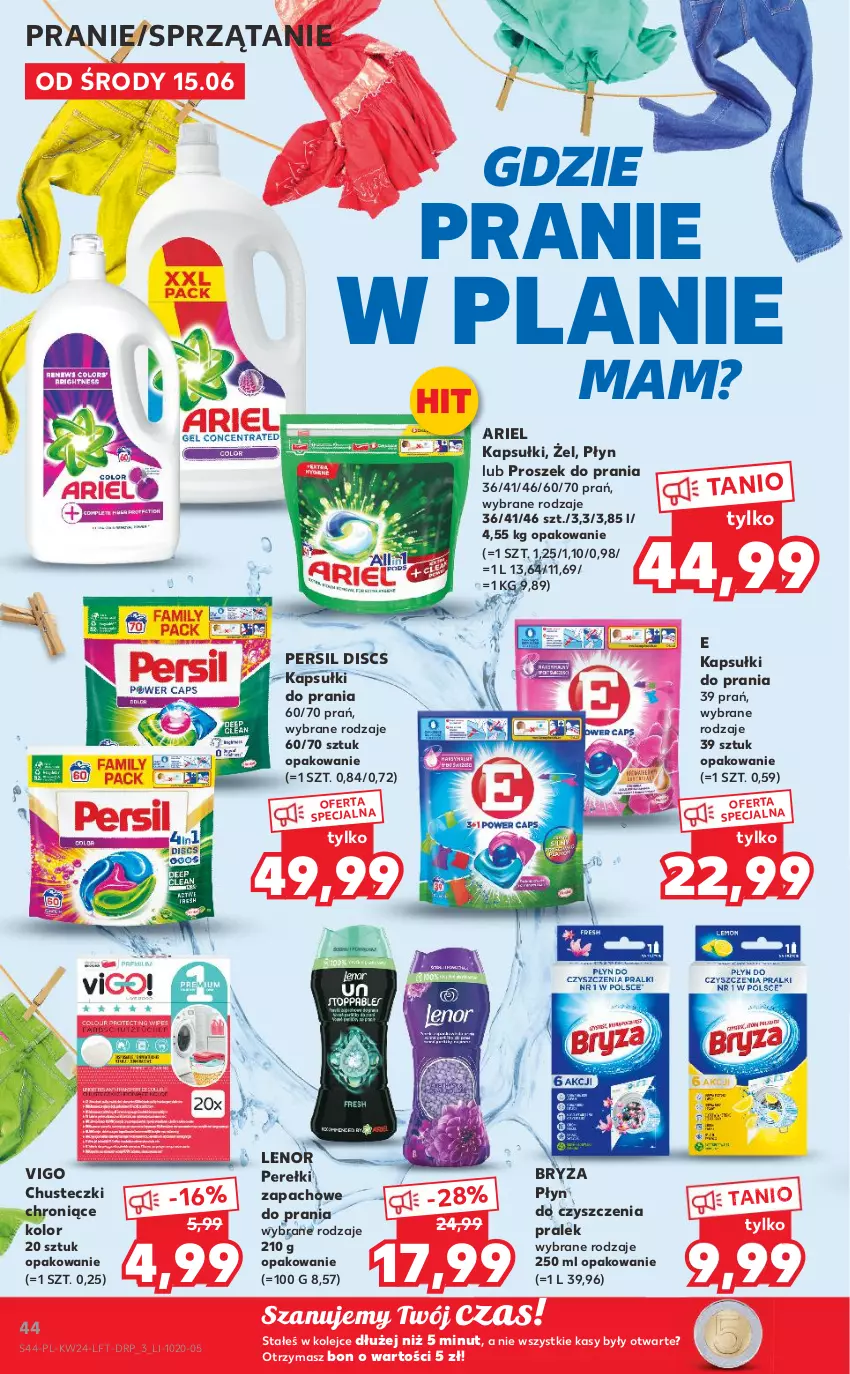 Gazetka promocyjna Kaufland - OFERTA TYGODNIA - ważna 15.06 do 22.06.2022 - strona 44 - produkty: Ariel, Bryza, Chusteczki, Kapsułki do prania, Lenor, Olej, Perełki zapachowe, Persil, Proszek do prania, Sprzątanie