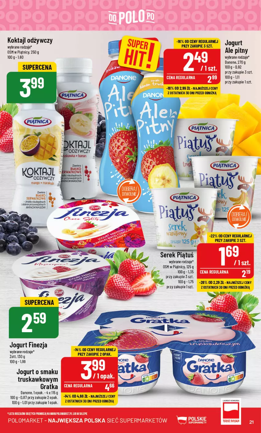 Gazetka promocyjna PoloMarket - Gazetka pomocyjna - ważna 16.08 do 22.08.2023 - strona 21 - produkty: Danone, Gra, Jogurt, Ser, Serek, Zott