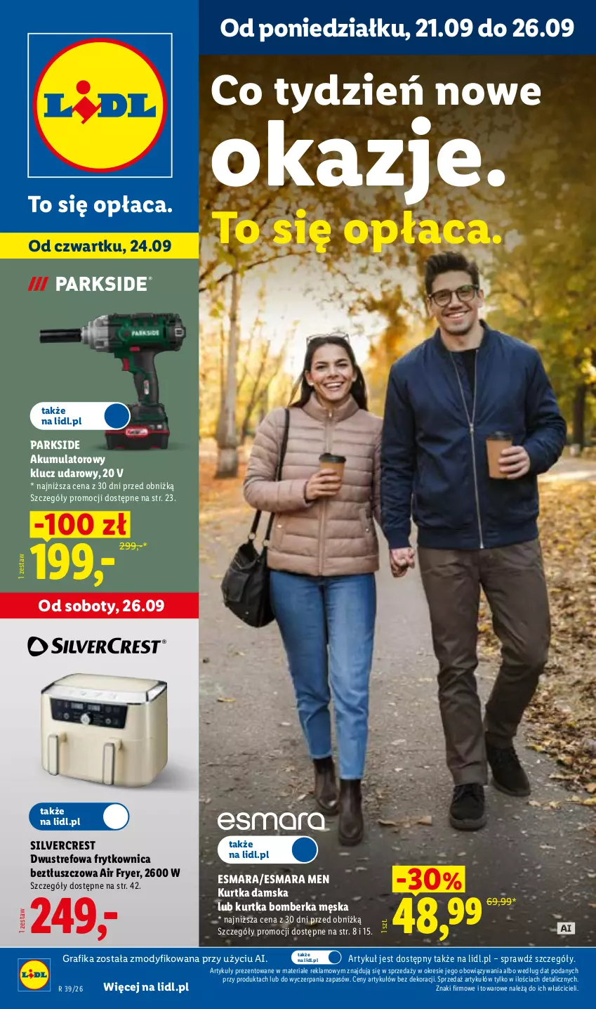 Gazetka promocyjna Lidl - Gazetka ważna od 21.09 do 26.09 - ważna 21.09 do 26.09.2026 - strona 1 - produkty: Akumulator, Gra, Grafika, Klucz udarowy, Kurtka, Parkside, Silvercrest