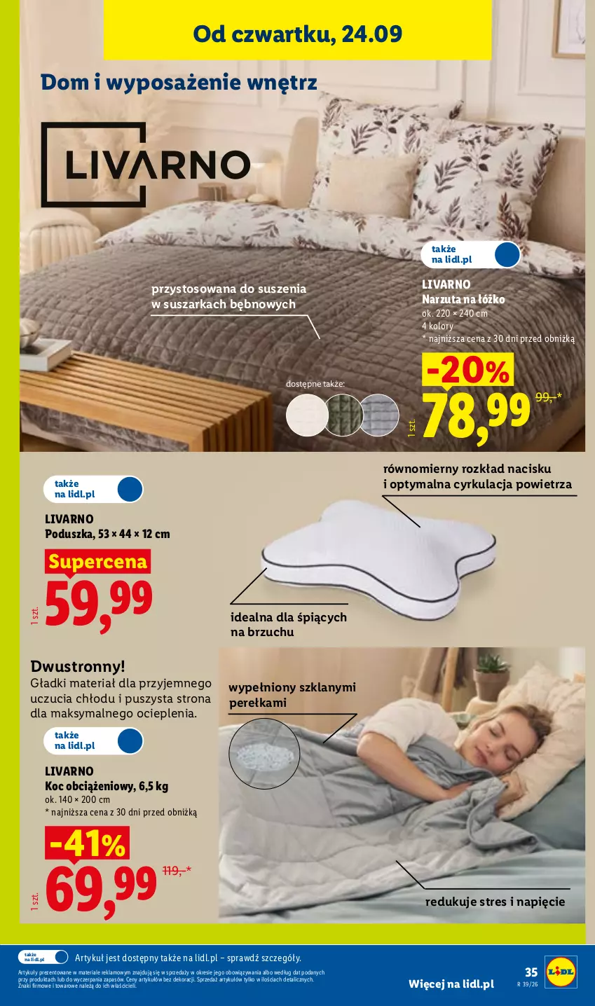 Gazetka promocyjna Lidl - Gazetka ważna od 21.09 do 26.09 - ważna 21.09 do 26.09.2026 - strona 43 - produkty: Ivar, Koc, Narzuta, Poduszka, Suszarka