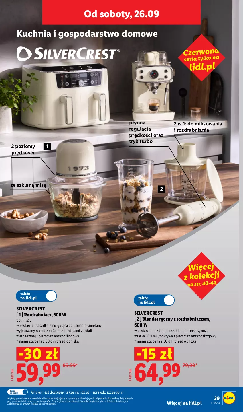 Gazetka promocyjna Lidl - Gazetka ważna od 21.09 do 26.09 - ważna 21.09 do 26.09.2026 - strona 47 - produkty: Blender, Blender ręczny, Cień, Kuchnia, LG, Miarka, Noż, Pokrywa, Rozdrabniacz, Ser, Silvercrest