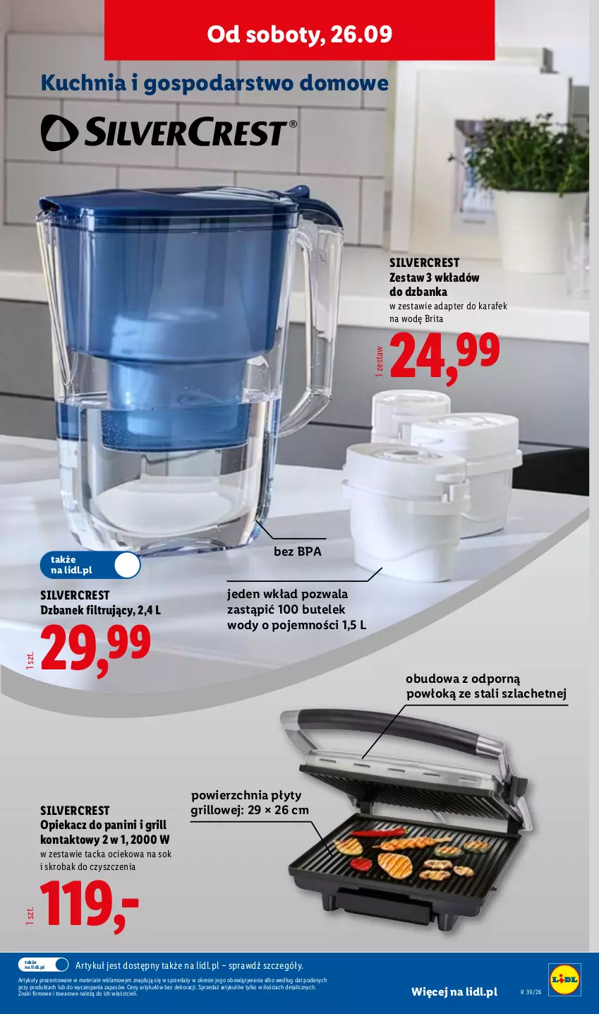 Gazetka promocyjna Lidl - Gazetka ważna od 21.09 do 26.09 - ważna 21.09 do 26.09.2026 - strona 56 - produkty: Brit, Brita, Dzbanek, Dzbanek filtrujący, Grill, Grill kontaktowy, Kuchnia, Por, Silvercrest, Sok