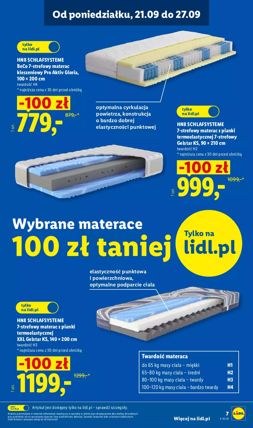 Gazetka promocyjna Lidl - Gazetka ważna od 21.09 do 26.09 - ważna 21.09 do 26.09.2026 - strona 7 - produkty: Materac, Tera