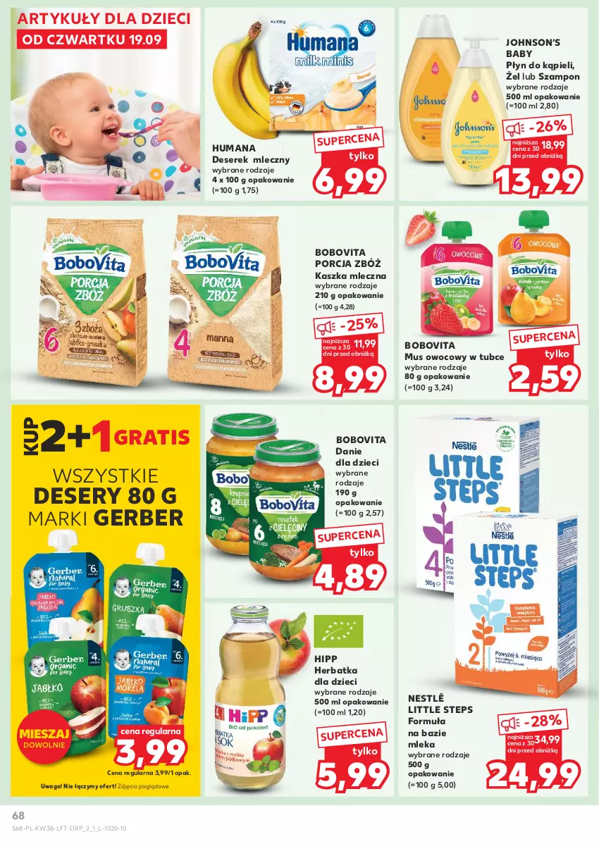 Gazetka promocyjna Kaufland - Gazetka tygodnia - ważna 19.09 do 25.09.2024 - strona 68 - produkty: BoboVita, Danie dla dzieci, Deser, Dzieci, Gerber, Gra, HiPP, Humana, Mus, Nestlé, Płyn do kąpieli, Por, Ser, Serek, Szampon, Waga