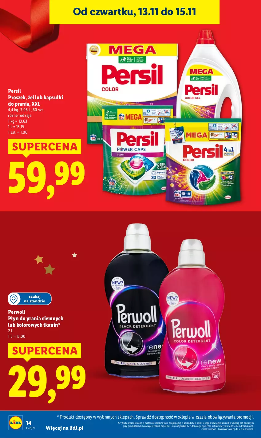 Gazetka promocyjna Lidl - GAZETKA - ważna 13.11 do 15.11.2025 - strona 14 - produkty: Kapsułki do prania, Persil, Perwoll, Płyn do prania