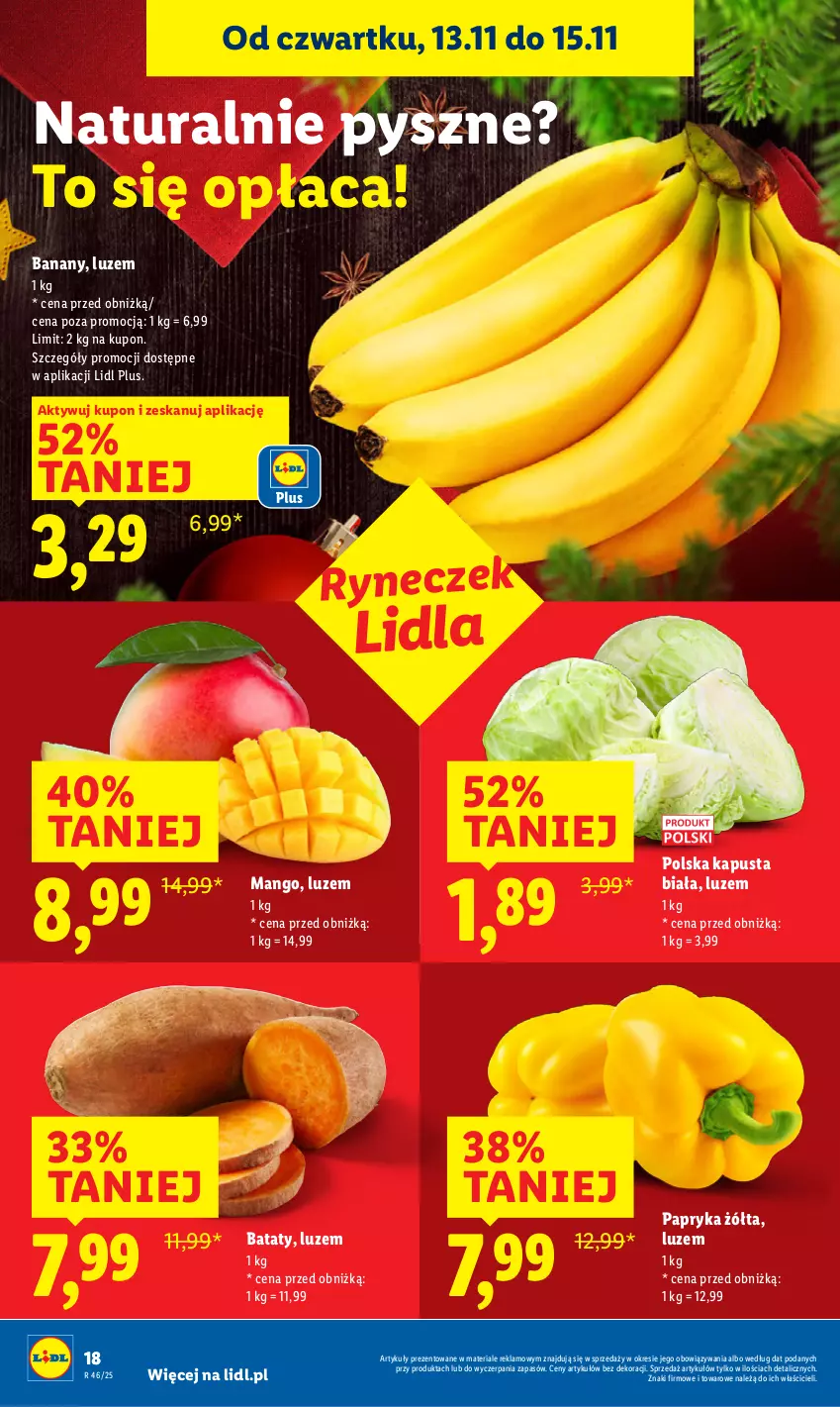 Gazetka promocyjna Lidl - GAZETKA - ważna 13.11 do 15.11.2025 - strona 18 - produkty: Banany, Mango, Papryka, Papryka żółta