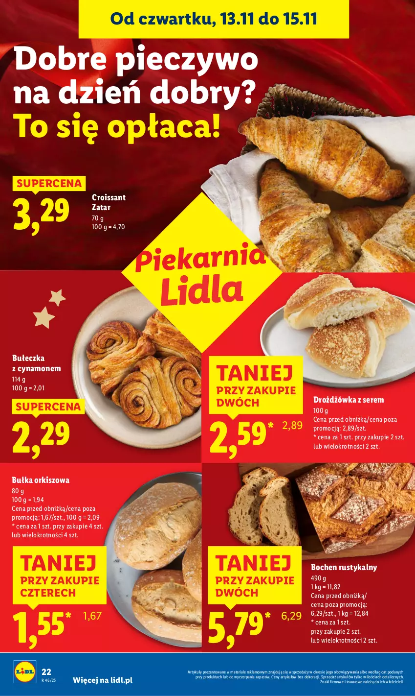 Gazetka promocyjna Lidl - GAZETKA - ważna 13.11 do 15.11.2025 - strona 22 - produkty: Bułka, Croissant, Piec, Pieczywo, Rust, Ser