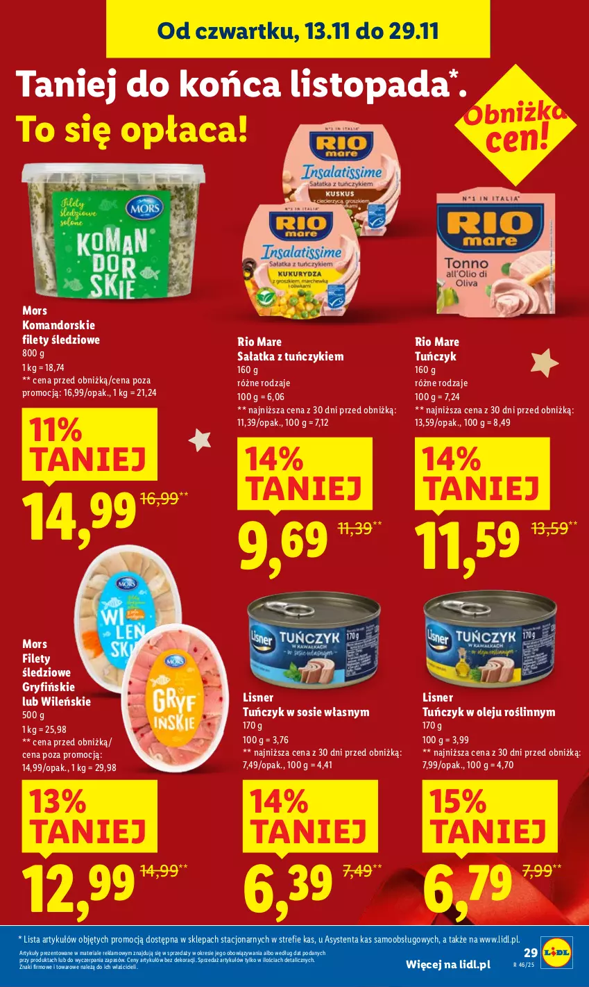 Gazetka promocyjna Lidl - GAZETKA - ważna 13.11 do 15.11.2025 - strona 29 - produkty: Gry, Lisner, Olej, Rio Mare, Sałat, Sałatka, Sos, Top, Tuńczyk