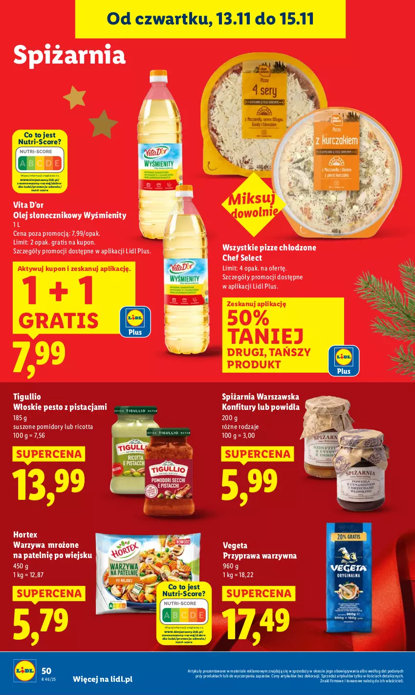 Gazetka promocyjna Lidl - GAZETKA - ważna 13.11 do 15.11.2025 - strona 52 - produkty: Gra, Hortex, Olej, Olej słonecznikowy, Pesto, Pomidory, Ricotta, Suszone pomidory, Vegeta, Warzywa, Wazon