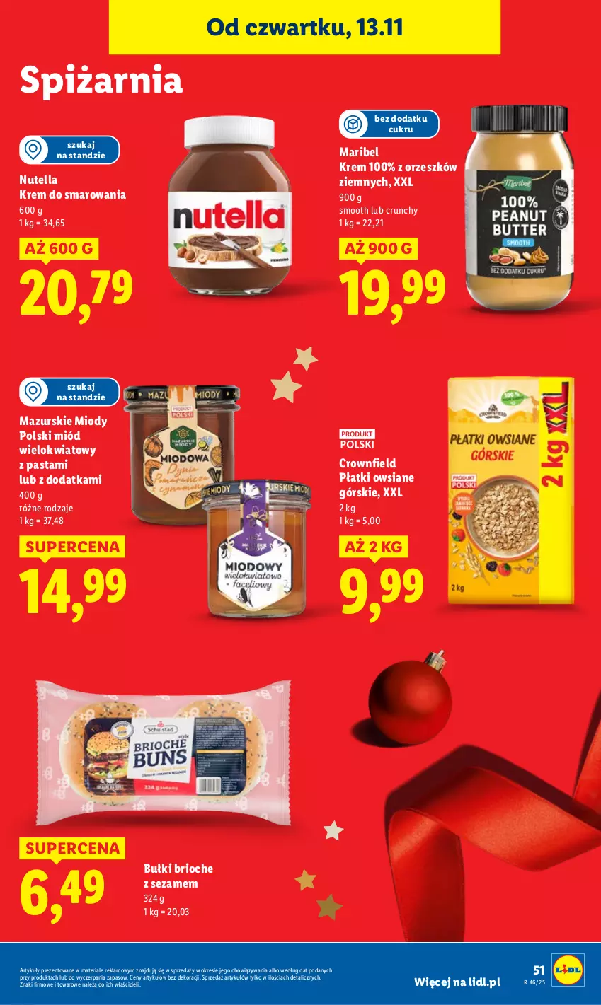 Gazetka promocyjna Lidl - GAZETKA - ważna 13.11 do 15.11.2025 - strona 53 - produkty: Miód, Nutella, Płatki owsiane, Sezam