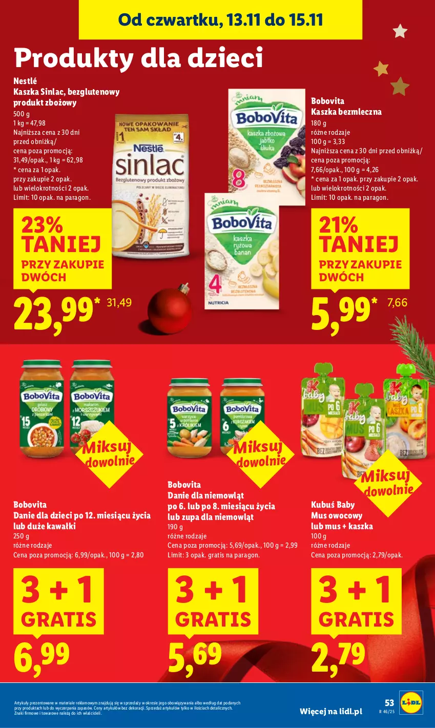 Gazetka promocyjna Lidl - GAZETKA - ważna 13.11 do 15.11.2025 - strona 55 - produkty: BoboVita, Danie dla dzieci, Dzieci, Gra, Kawa, Kubuś, Mus, Nestlé, Sinlac, Zupa