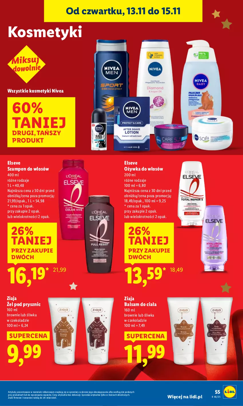 Gazetka promocyjna Lidl - GAZETKA - ważna 13.11 do 15.11.2025 - strona 57 - produkty: Balsam do ciała, Brownie, Elseve, Nivea, Szampon, Ziaja