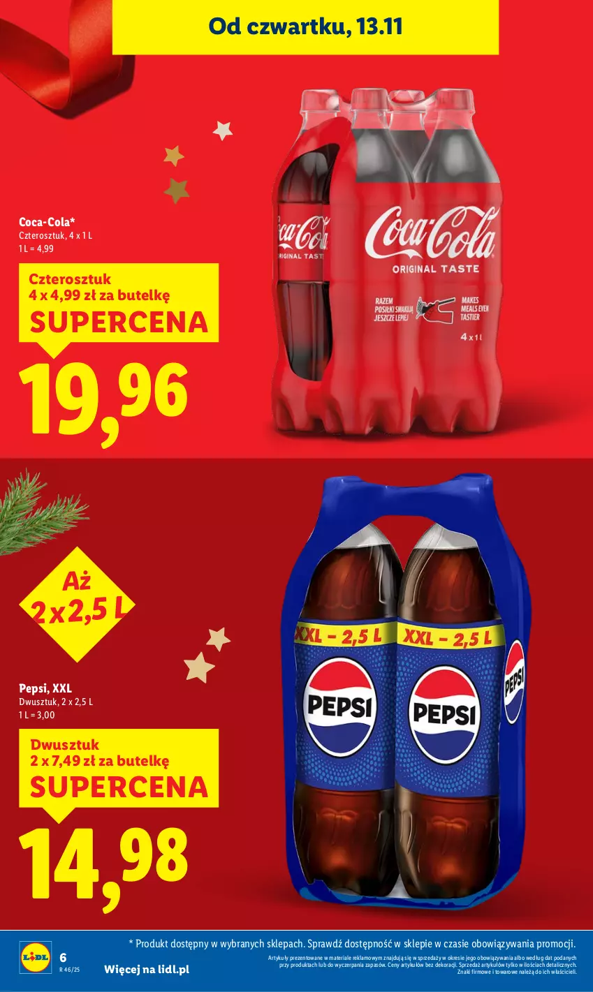Gazetka promocyjna Lidl - GAZETKA - ważna 13.11 do 15.11.2025 - strona 6 - produkty: Coca-Cola, Pepsi