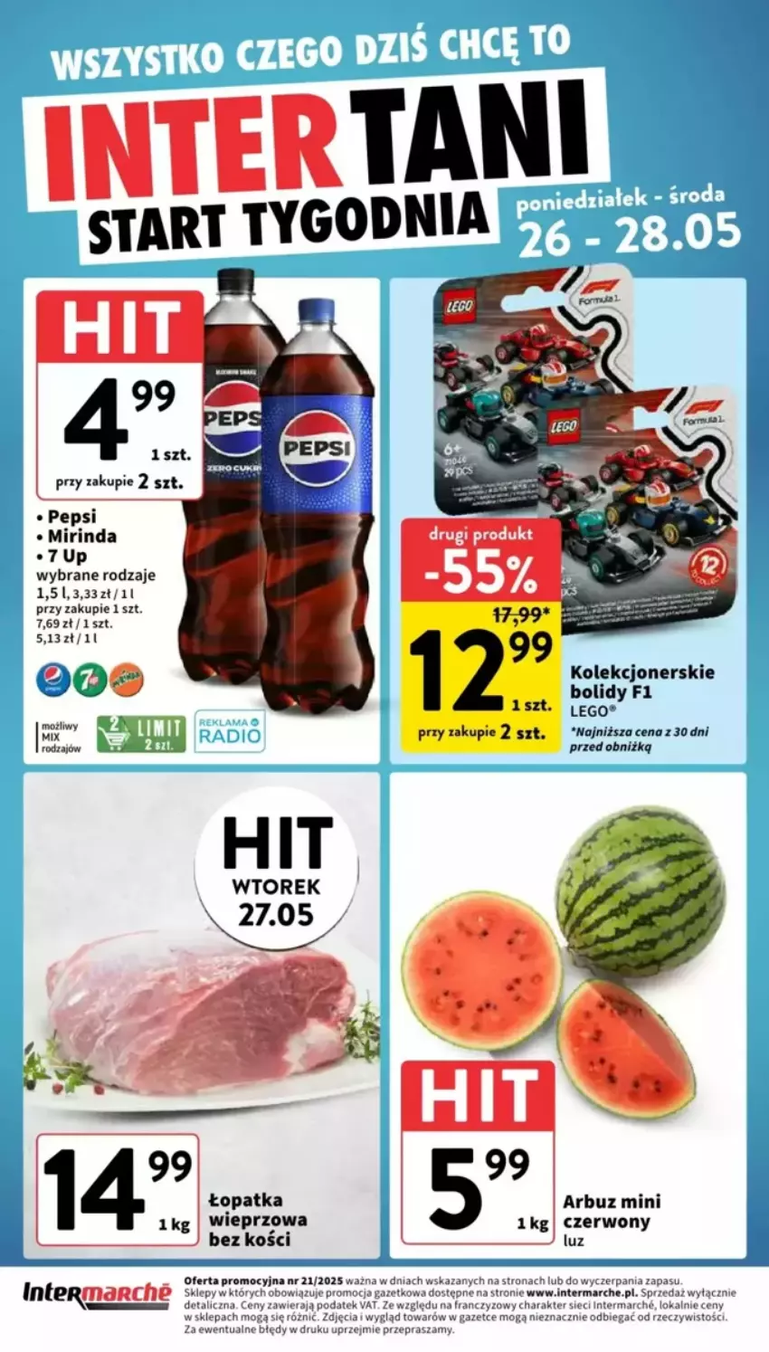Gazetka promocyjna Intermarche - ważna 26.05 do 28.05.2025 - strona 1 - produkty: 7up, LEGO, Mirinda, Pepsi
