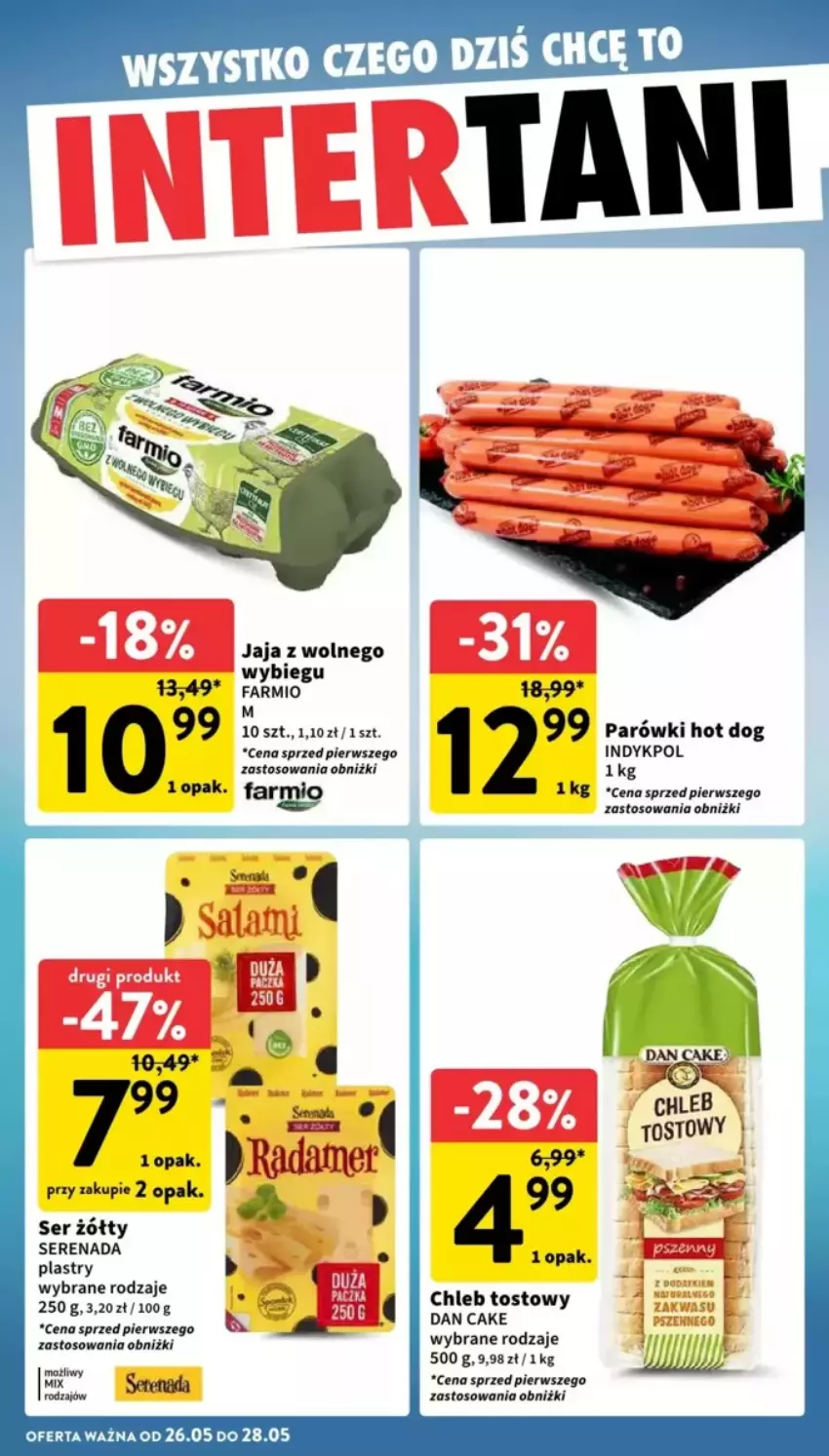 Gazetka promocyjna Intermarche - ważna 26.05 do 28.05.2025 - strona 2 - produkty: Fa, Hot dog, Jaja, Jaja z wolnego wybiegu, Parówki, Parówki hot dog, Ser