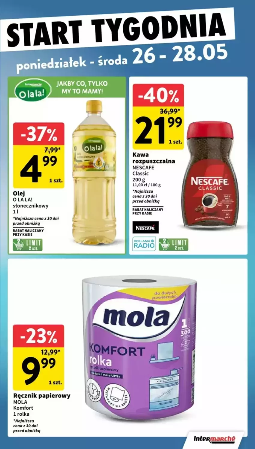 Gazetka promocyjna Intermarche - ważna 26.05 do 28.05.2025 - strona 6 - produkty: Kawa, Kawa rozpuszczalna, Mola, Olej, Papier, Ręcznik