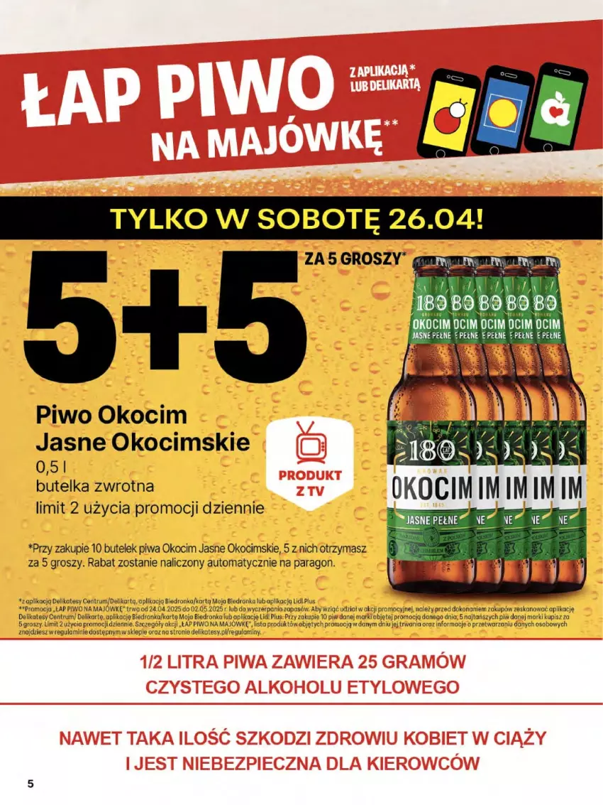 Gazetka promocyjna Delikatesy Centrum - Franczyza DC17 Czwartek - ważna 24.04 do 30.04.2025 - strona 5 - produkty: Koc, Okocim, Piwa, Piwo, Rum