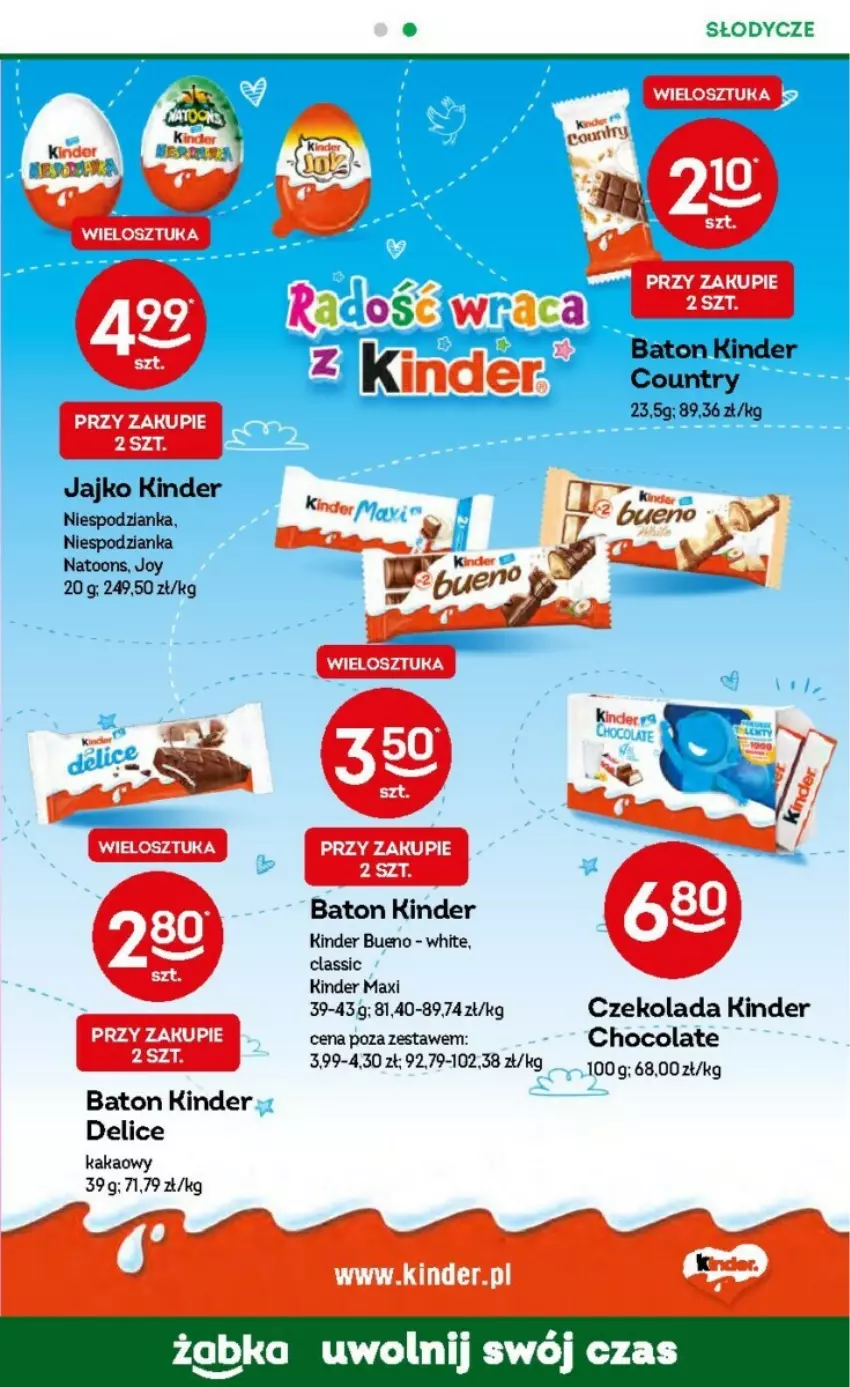 Gazetka promocyjna Żabka - ważna 13.09 do 19.09.2023 - strona 44 - produkty: Baton, Czekolada, Kakao, Kinder, Kinder Bueno