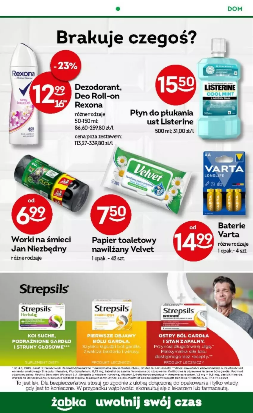 Gazetka promocyjna Żabka - ważna 13.09 do 19.09.2023 - strona 48 - produkty: Dezodorant, Fa, HP, Jan Niezbędny, LANA, Listerine, Papier, Papier toaletowy, Piec, Płyn do płukania, Rexona, Ser, Varta, Velvet, Worki na śmiec, Worki na śmieci