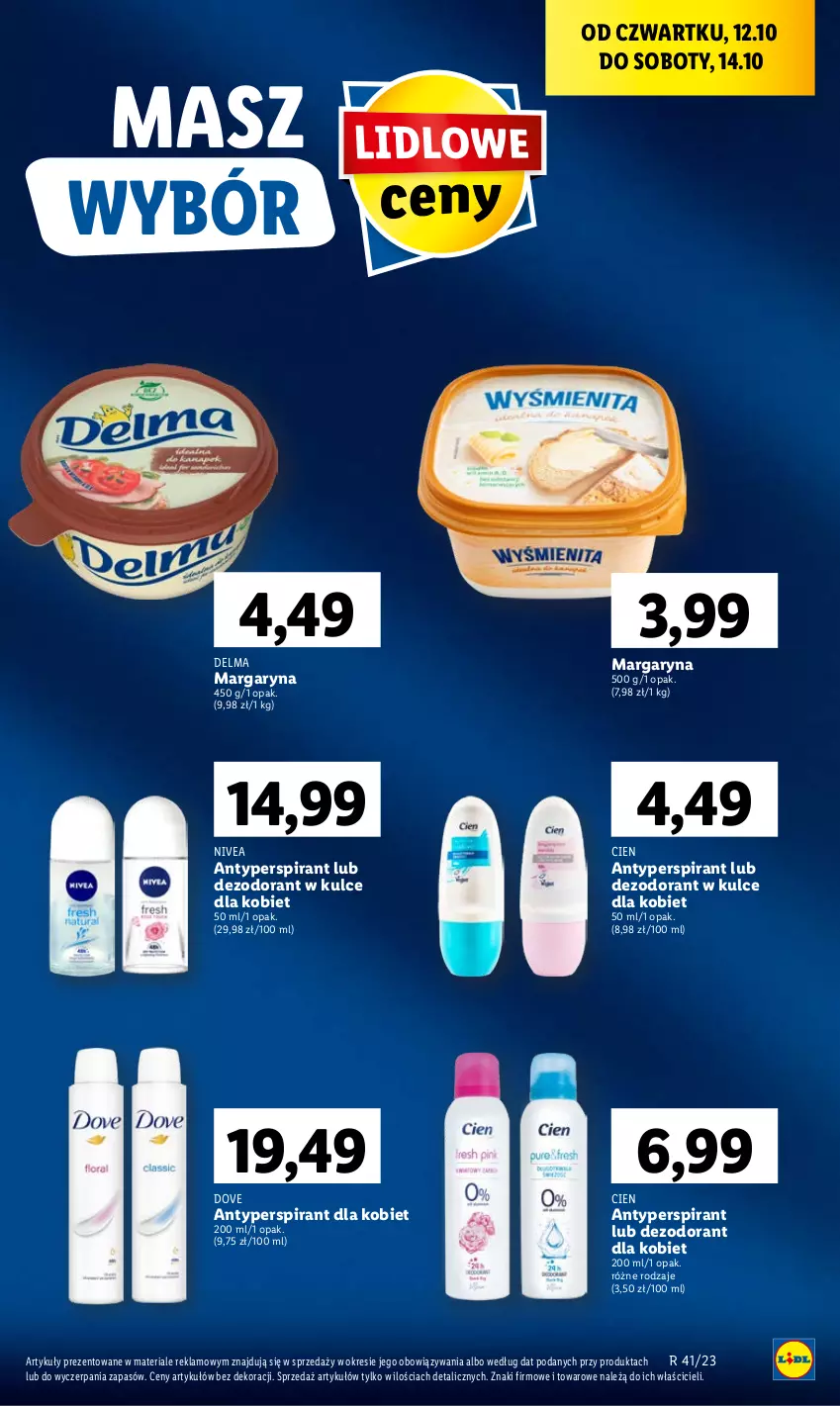 Gazetka promocyjna Lidl - GAZETKA - ważna 12.10 do 14.10.2023 - strona 19 - produkty: Antyperspirant, Delma, Dezodorant, Dove, Margaryna, Nivea