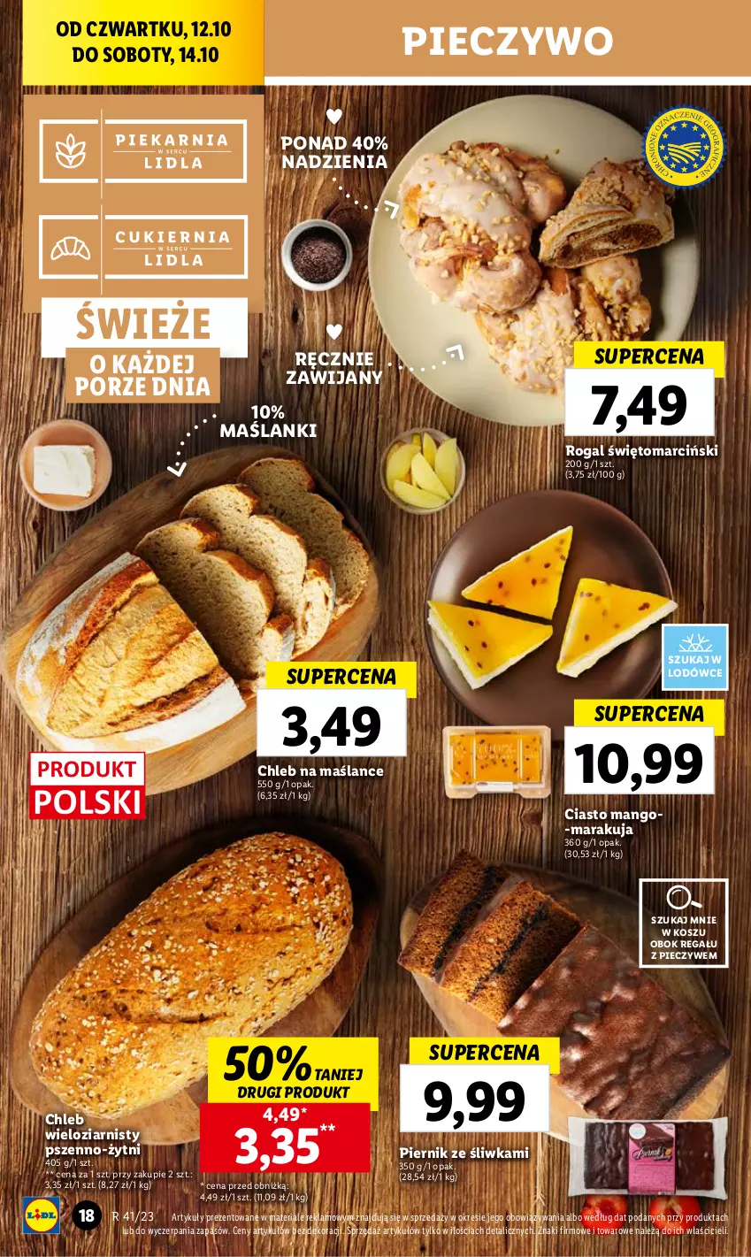 Gazetka promocyjna Lidl - GAZETKA - ważna 12.10 do 14.10.2023 - strona 28 - produkty: Chleb, Chleb wieloziarnisty, Kosz, Lanki, Mango, Piec, Pieczywo, Piernik, Por, Regał, Rogal