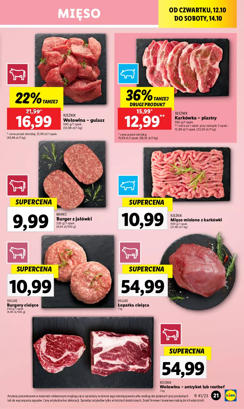 Gazetka promocyjna Lidl - GAZETKA - ważna 12.10 do 14.10.2023 - strona 31 - produkty: Burger, Mięso, Mięso mielone, Rostbef, Wołowina