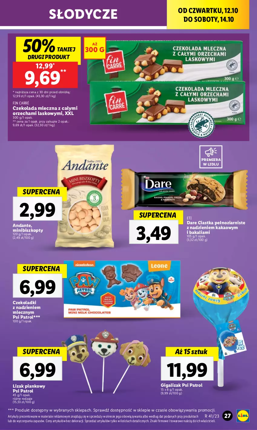 Gazetka promocyjna Lidl - GAZETKA - ważna 12.10 do 14.10.2023 - strona 37 - produkty: Biszkopty, Ciastka, Czekolada, Czekolada mleczna, Kakao, Psi Patrol