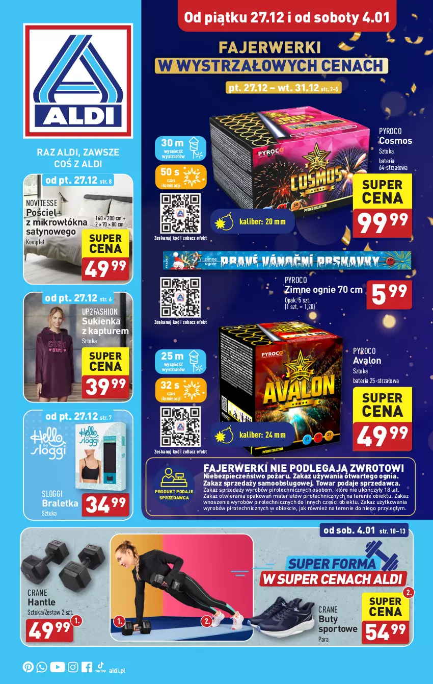 Gazetka promocyjna Aldi - Artykuły przemysłowe i tekstylia - ważna 27.12.2024 do 04.01.2025 - strona 1 - produkty: Bateria, Buty, Fa, Piec, Por, Pościel, Sok, Sport, Strzałów, Sukienka