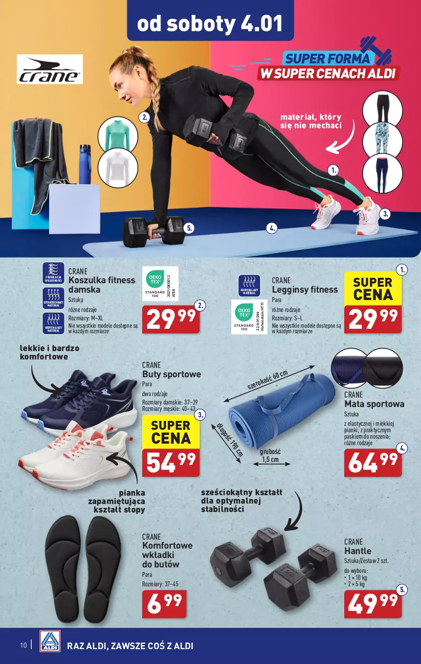 Gazetka promocyjna Aldi - Artykuły przemysłowe i tekstylia - ważna 27.12.2024 do 04.01.2025 - strona 10 - produkty: Buty, Gin, Kosz, Koszulka, Legginsy, LG, Mata sportowa, Por, Sport, Top, Wkładki