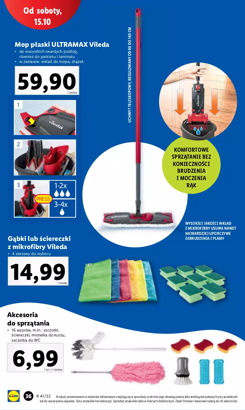 Gazetka promocyjna Lidl - GAZETKA - ważna 10.10 do 15.10.2022 - strona 40 - produkty: Mop, Por, Sok, Sprzątanie, Szczotka, Szczotka do WC, Teleskop, Wkład do mopa