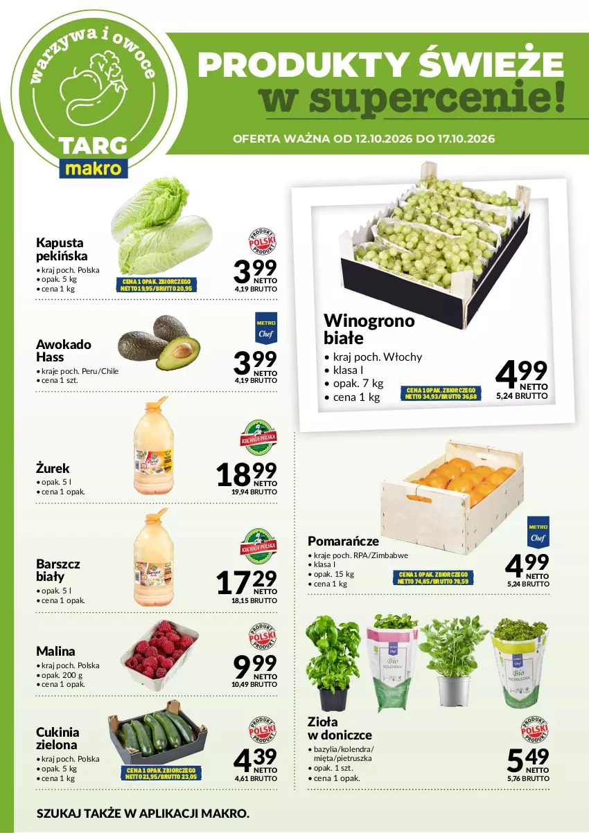 Gazetka promocyjna Makro - Targ MAKRO - oferta świeża w super cenach! - ważna 12.10 do 17.10.2026 - strona 5 - produkty: Bazyl, Bazylia, Kolendra, Mięta, Pietruszka, Pomarańcze, Wino, Zioła w doniczce