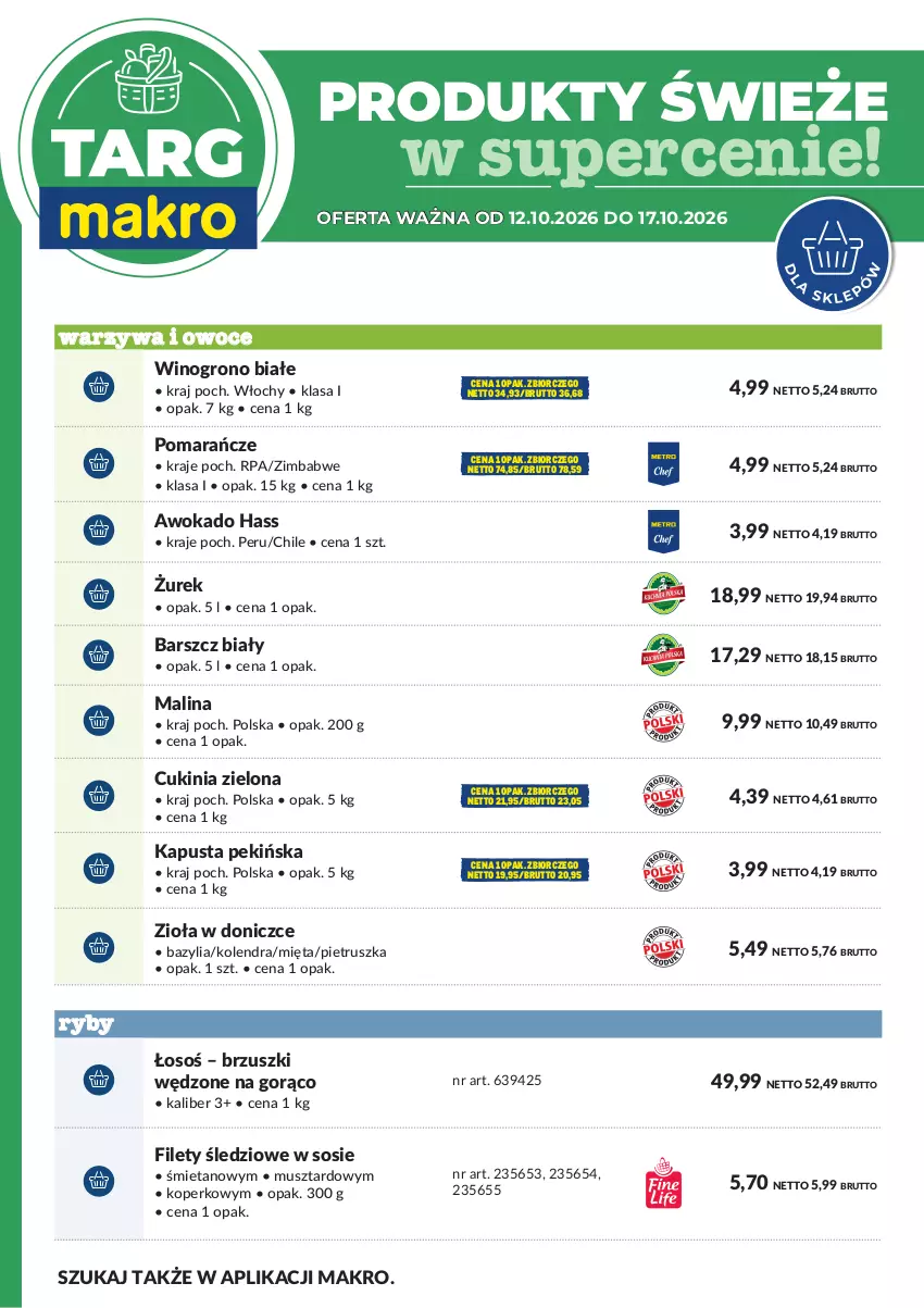 Gazetka promocyjna Makro - Targ MAKRO - oferta świeża w super cenach! - ważna 12.10 do 17.10.2026 - strona 6 - produkty: Bazyl, Bazylia, Kolendra, Mięta, Mus, Owoce, Pietruszka, Pomarańcze, Sos, Warzywa, Warzywa i owoce, Wino, Zioła w doniczce