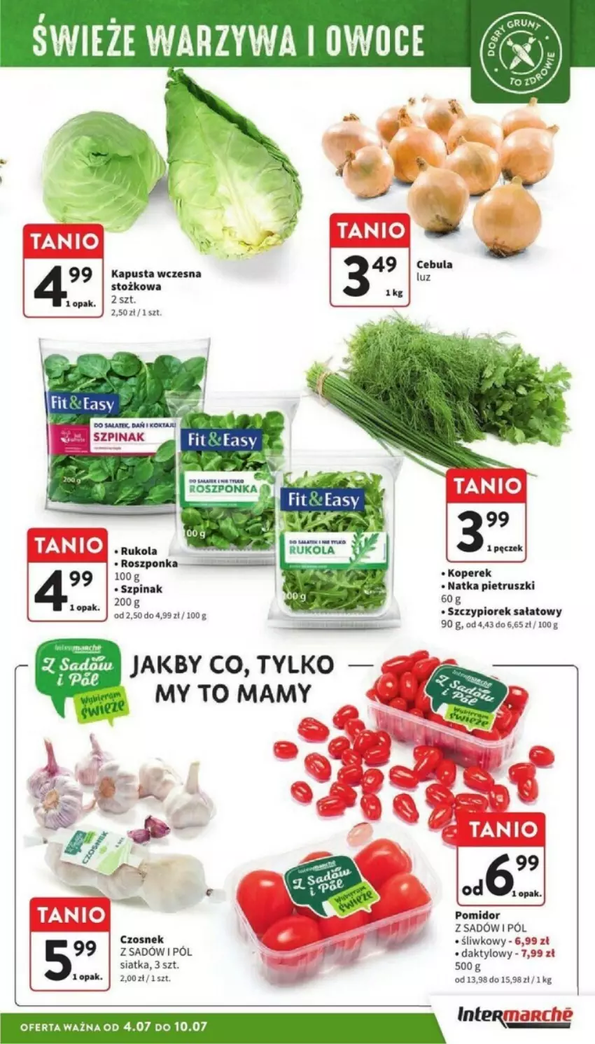 Gazetka promocyjna Intermarche - ważna 04.07 do 10.07.2024 - strona 40 - produkty: Cebula, Czosnek, Natka pietruszki, Roszponka, Rukola, Sałat, Siatka, Szpinak