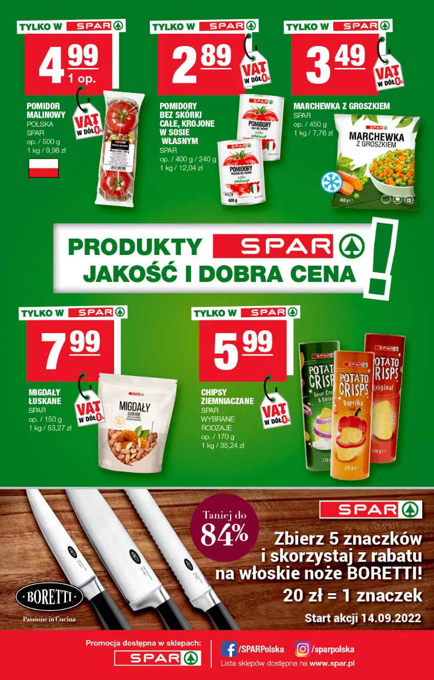 Gazetka promocyjna Spar - Spar - ważna 28.08 do 07.09.2022 - strona 12 - produkty: Chipsy, LG, Marchewka, Migdały, Sos