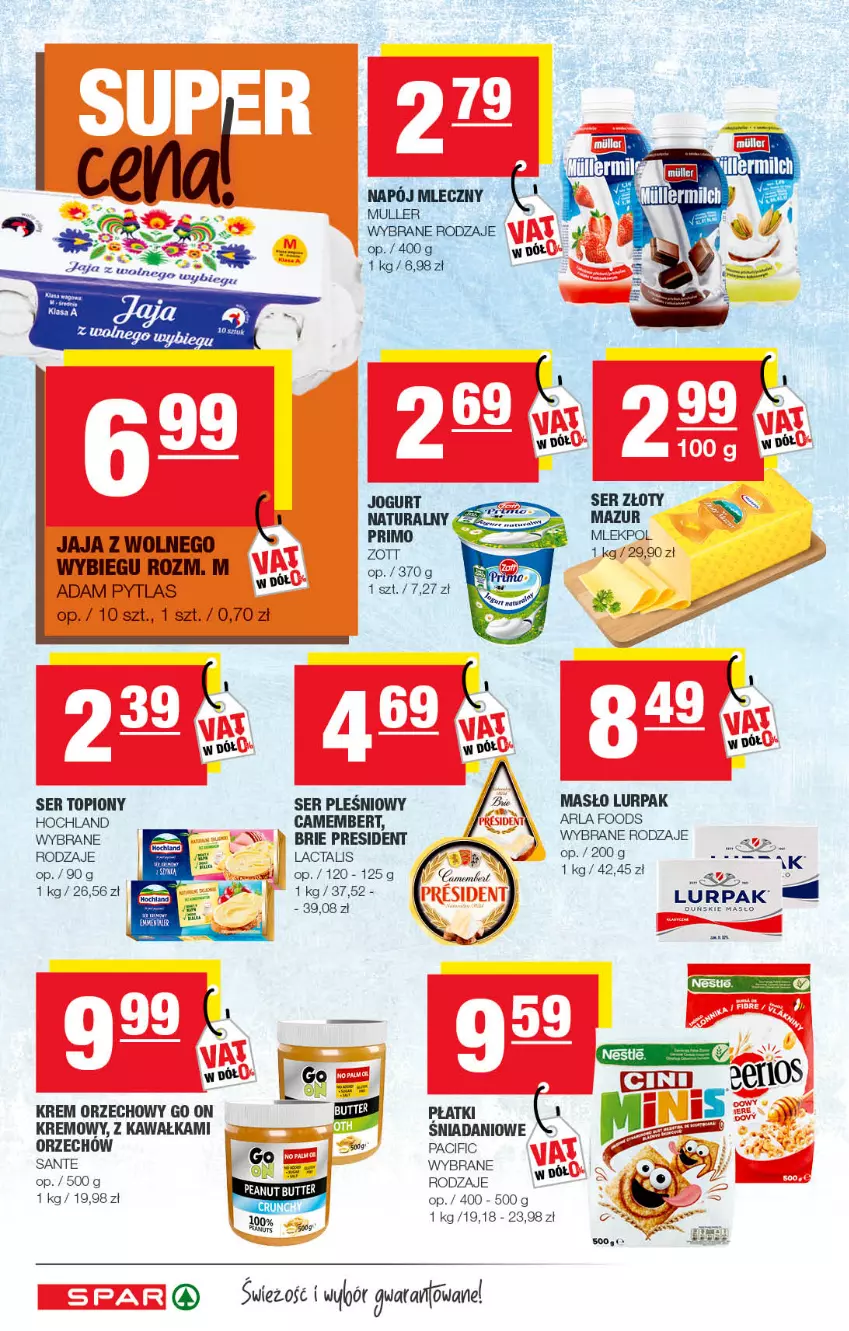 Gazetka promocyjna Spar - Spar - ważna 28.08 do 07.09.2022 - strona 4 - produkty: Brie, Cif, Danio, Hochland, Jaja, Jogurt, Kawa, Krem orzechowy, LG, Lurpak, Masło, Napój, Napój mleczny, Pur, Sante, Ser, Ser pleśniowy, Ser topiony, Top