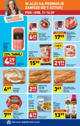 Gazetka promocyjna Aldi - Pełna oferta - Gazetka - ważna od 16.09 do 16.09.2023 - strona 8 - produkty: Sałatka, All Seasons, Warzywa, Ser, Ementaler, Ostropes, Tatar wołowy, Mięsne specjały, Sałat, Bagietka, Boczek, Tuńczyk, Chleb, Golonka wieprzowa, Olej, Kiełbasa, Boczek wieprzowy