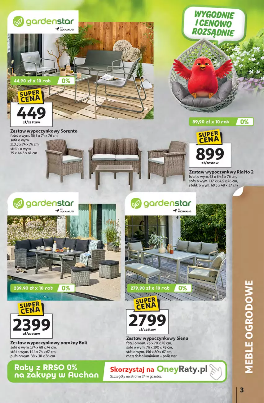 Gazetka promocyjna Auchan - Strefa Relaksu Hipermarket - ważna 09.04 do 22.04.2026 - strona 3 - produkty: Fa, Fotel, Puf, Sofa, Stół, Stolik