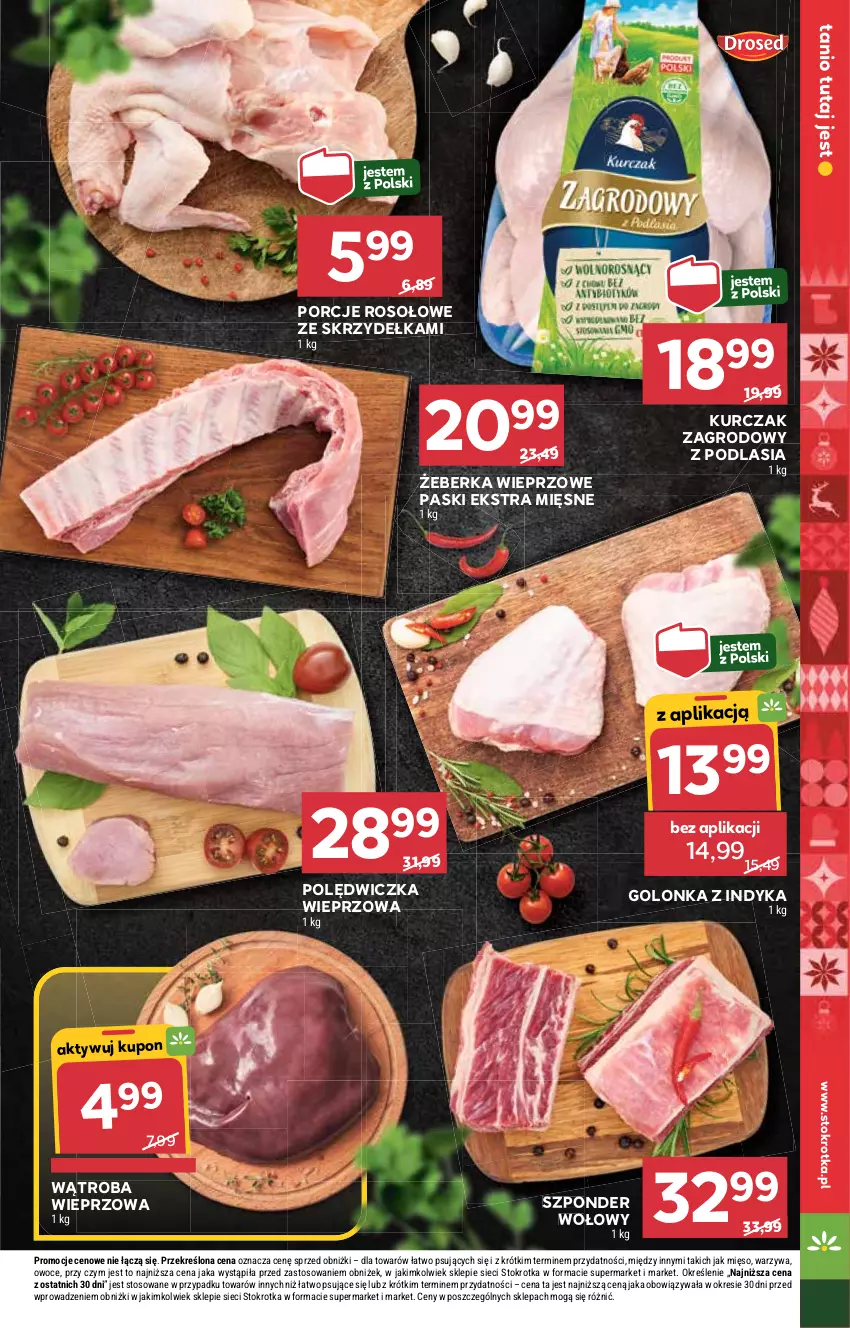 Gazetka promocyjna Stokrotka - Supermarket - ważna 20.11 do 26.11.2025 - strona 9 - produkty: Golonka z indyka, Kurczak, Mięso, Owoce, Polędwiczka wieprzowa, Por, Szponder wołowy, Warzywa