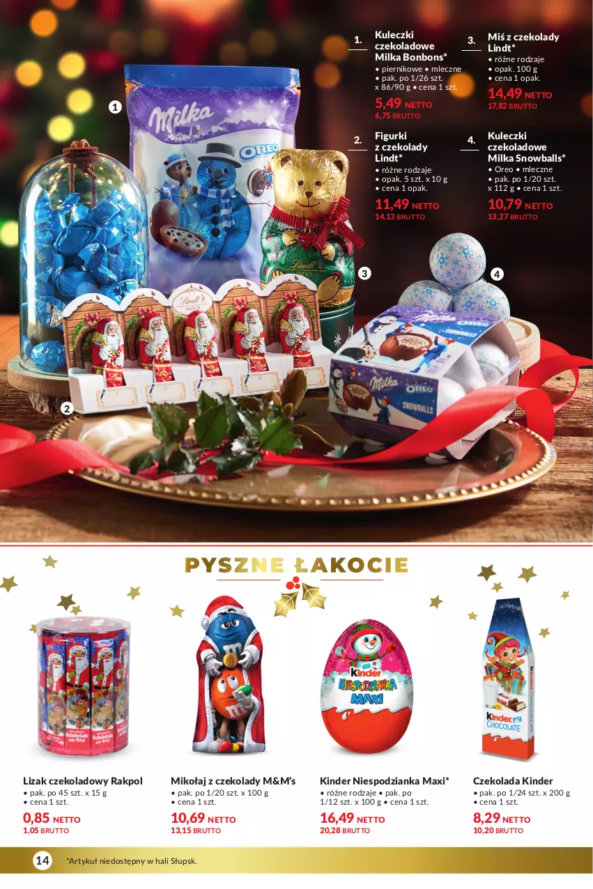 Gazetka promocyjna Makro - Katalog Delikatesy - ważna 28.11 do 24.12.2023 - strona 14 - produkty: Czekolada, Kinder, Koc, Lindt, Milka, Oreo, Piernik