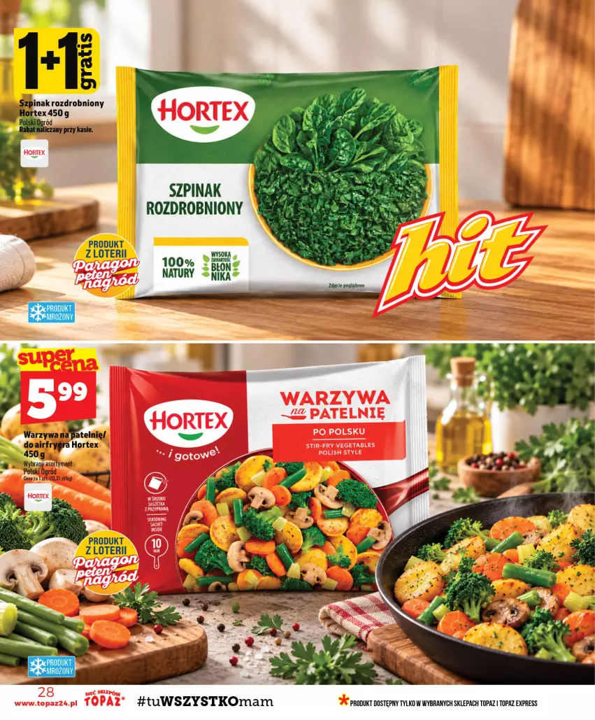 Gazetka promocyjna Topaz - Gazetka - ważna 08.10 do 14.10.2026 - strona 28 - produkty: Gra, Hortex, Ogród, Szpinak, Top, Warzywa