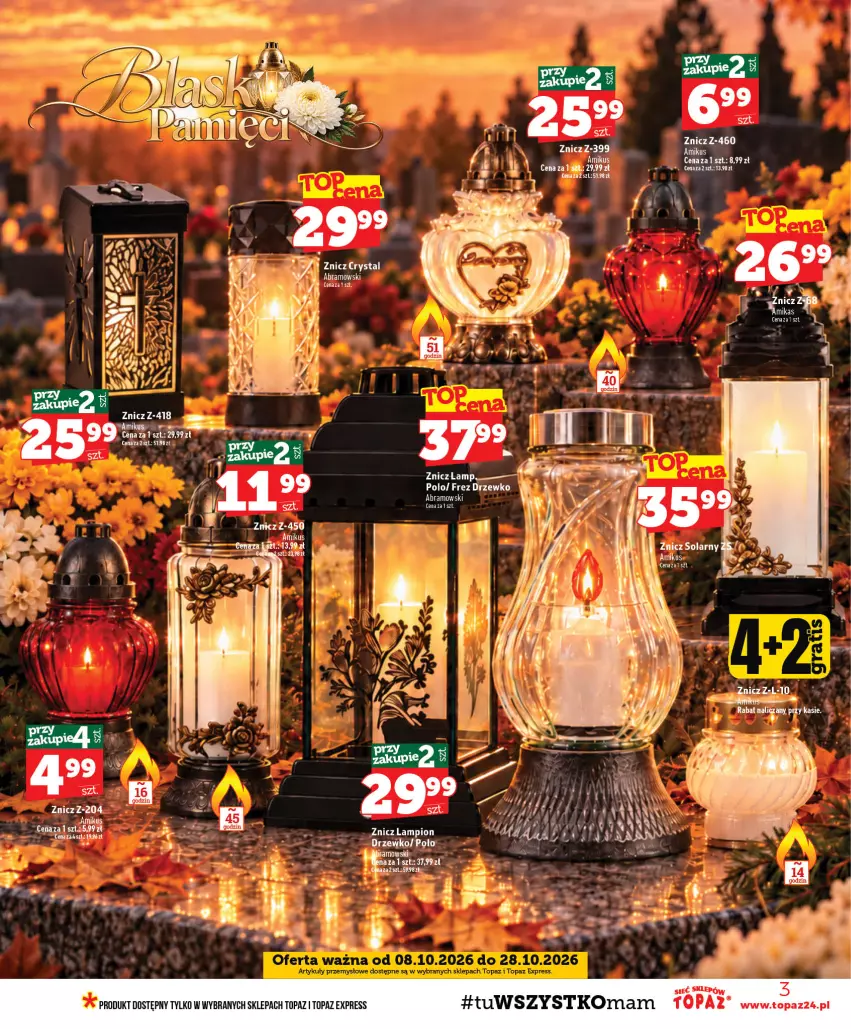 Gazetka promocyjna Topaz - Gazetka - ważna 08.10 do 14.10.2026 - strona 3 - produkty: BIC, Duck, Lampion, Top, Znicz