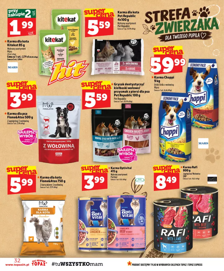 Gazetka promocyjna Topaz - Gazetka - ważna 08.10 do 14.10.2026 - strona 32 - produkty: Chappi, Drób, Duck, Fa, Gry, KiteKat, Kurczak, Mars, Por, Top, Wołowina