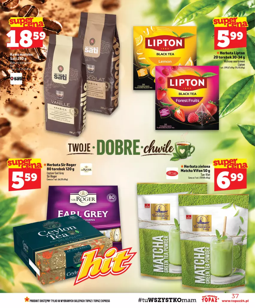 Gazetka promocyjna Topaz - Gazetka - ważna 08.10 do 14.10.2026 - strona 37 - produkty: Earl Grey, Herbata, Lack, Lipton, Top