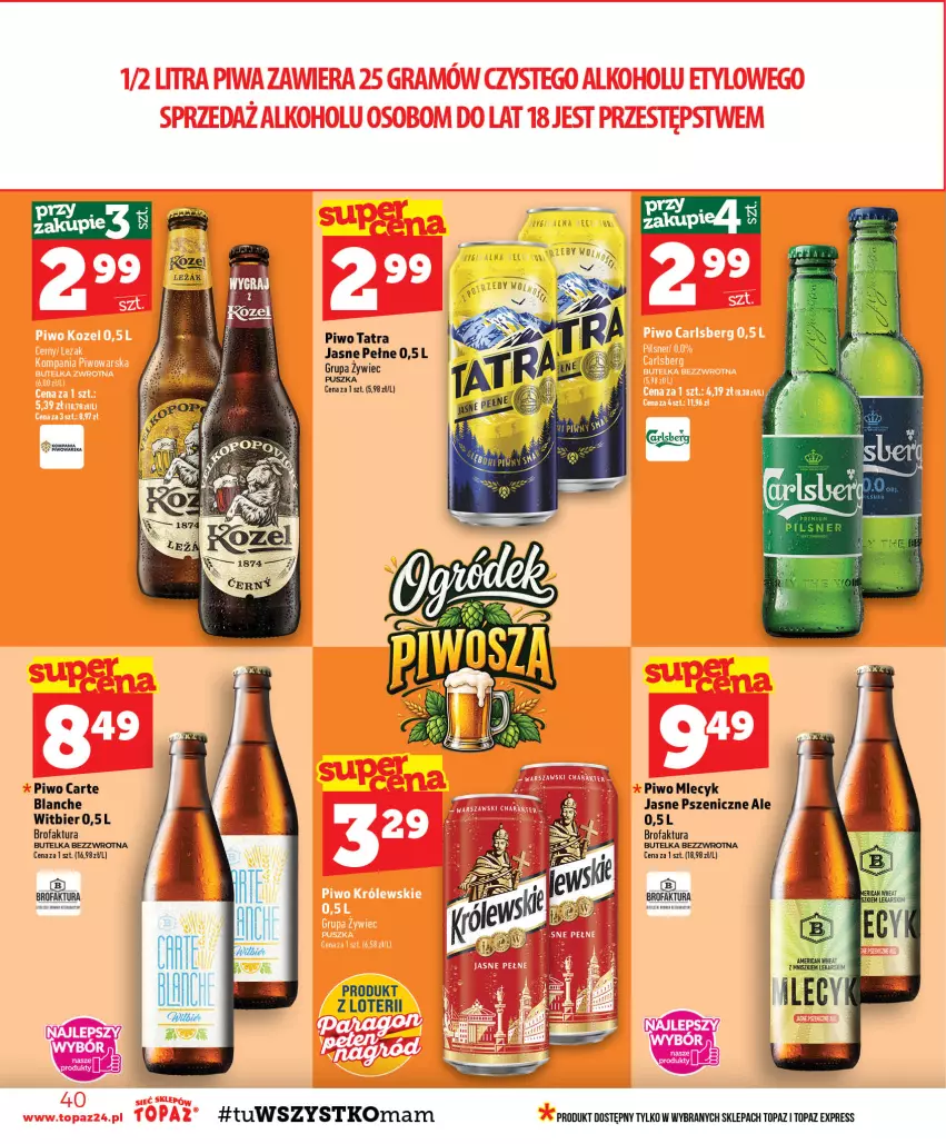 Gazetka promocyjna Topaz - Gazetka - ważna 08.10 do 14.10.2026 - strona 40 - produkty: Fa, Piwo, Tatra, Top